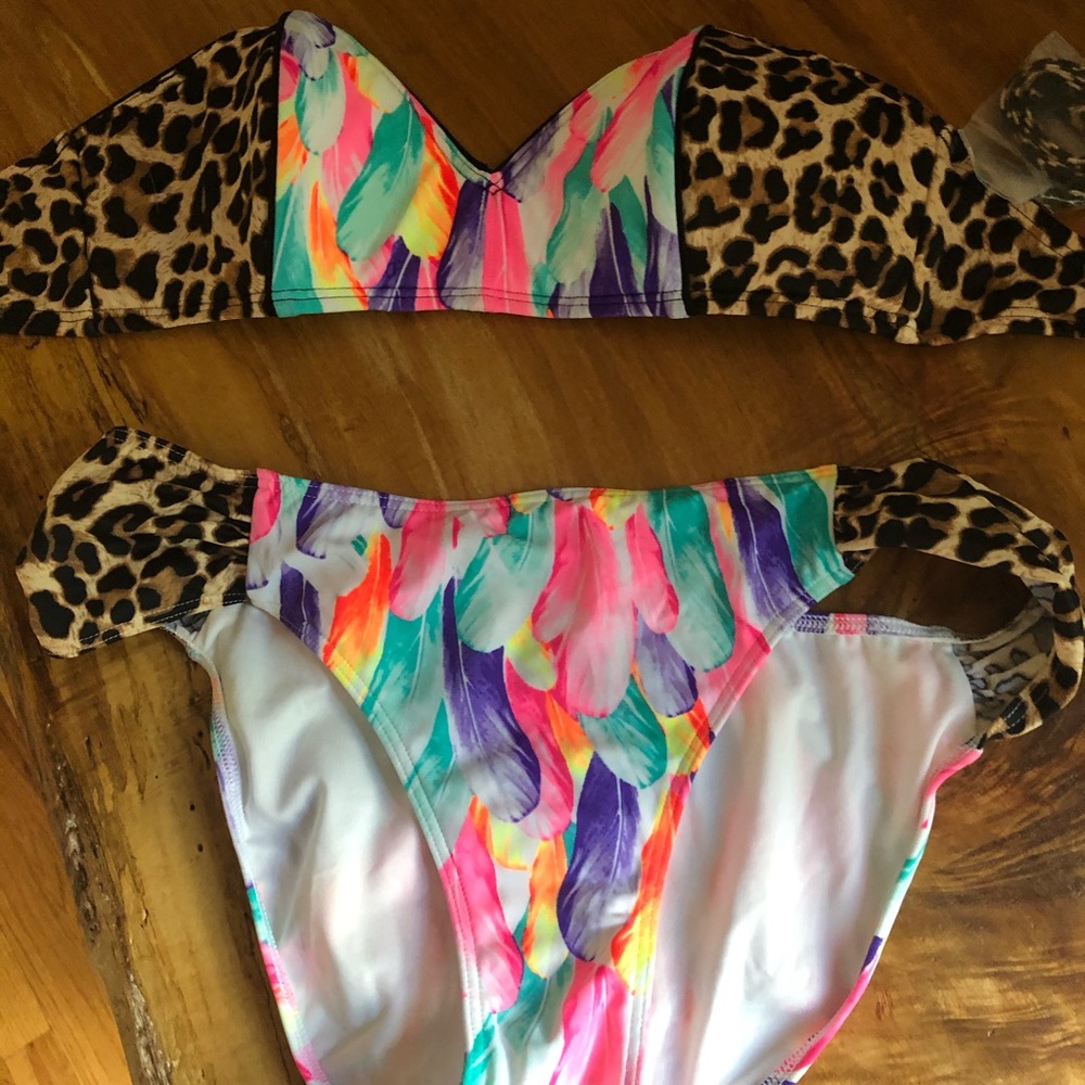VS PINK size S bikini feathers and leopard